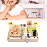 Maxbell Montessori LED Busy Board Wooden Sensory Board for Toddlers 1-3 Travel Kids