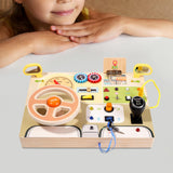 Maxbell Montessori LED Busy Board Wooden Sensory Board for Toddlers 1-3 Travel Kids