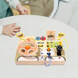 Maxbell Montessori LED Busy Board Wooden Sensory Board for Toddlers 1-3 Travel Kids