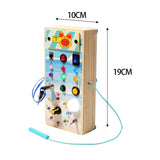 Maxbell Montessori LED Busy Board Wooden Sensory Board for Toddlers 1-3 Travel Kids