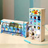 Maxbell Montessori LED Busy Board Wooden Sensory Board for Toddlers 1-3 Travel Kids