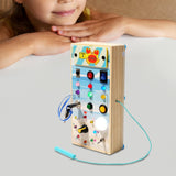 Maxbell Montessori LED Busy Board Wooden Sensory Board for Toddlers 1-3 Travel Kids