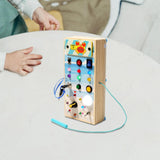 Maxbell Montessori LED Busy Board Wooden Sensory Board for Toddlers 1-3 Travel Kids