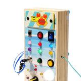 Maxbell Montessori LED Busy Board Wooden Sensory Board for Toddlers 1-3 Travel Kids