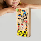 Maxbell Montessori LED Busy Board Wooden Sensory Board for Toddlers 1-3 Travel Kids