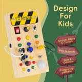 Maxbell Wooden Busy Board Educational Sensory Learning Toy for Kids Boys Girls Gifts