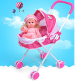 Maxbell Doll Stroller Pretend Play for Ages 1 2 3 Years Old Simulation Pushchair Toy Style A