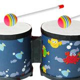 Maxbell 5'' and 6'' Bongo Drum Set with Wood Drumsticks for Girls Boys Birthday Gift Sea