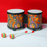 Maxbell 5'' and 6'' Bongo Drum Set with Wood Drumsticks for Girls Boys Birthday Gift Face