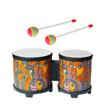 Maxbell 5'' and 6'' Bongo Drum Set with Wood Drumsticks for Girls Boys Birthday Gift Face