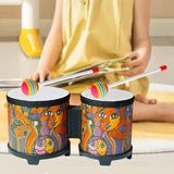 Maxbell 5'' and 6'' Bongo Drum Set with Wood Drumsticks for Girls Boys Birthday Gift Face