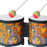 Maxbell 5'' and 6'' Bongo Drum Set with Wood Drumsticks for Girls Boys Birthday Gift Face
