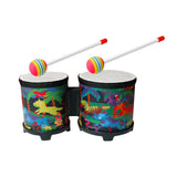 Maxbell 5'' and 6'' Bongo Drum Set with Wood Drumsticks for Girls Boys Birthday Gift Animal
