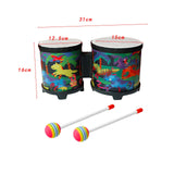 Maxbell 5'' and 6'' Bongo Drum Set with Wood Drumsticks for Girls Boys Birthday Gift Animal