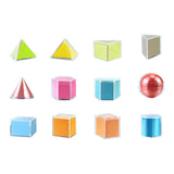Maxbell 12Pcs 3D Geometric Shapes Blocks Montessori for Kindergarten Elementary Kids