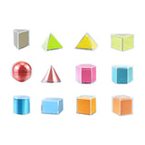 Maxbell 12Pcs 3D Geometric Shapes Blocks Montessori for Kindergarten Elementary Kids