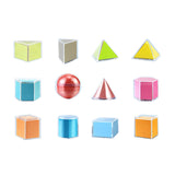 Maxbell 12Pcs 3D Geometric Shapes Blocks Montessori for Kindergarten Elementary Kids