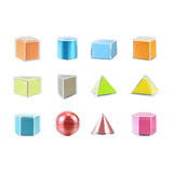 Maxbell 12Pcs 3D Geometric Shapes Blocks Montessori for Kindergarten Elementary Kids