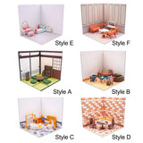 Maxbell 1/12 Backdrop Scene Model with Furniture for Action Figures Dolls Collection Style A