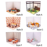 Maxbell 1/12 Backdrop Scene Model with Furniture for Action Figures Dolls Collection Style A