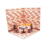 Maxbell 1/12 Backdrop Scene Model with Furniture for Action Figures Dolls Collection Style D