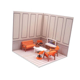 Maxbell 1/12 Backdrop Scene Model with Furniture for Action Figures Dolls Collection Style F