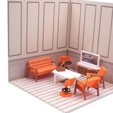 Maxbell 1/12 Backdrop Scene Model with Furniture for Action Figures Dolls Collection Style F