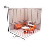 Maxbell 1/12 Backdrop Scene Model with Furniture for Action Figures Dolls Collection Style F