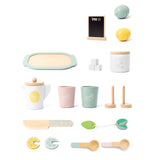 Maxbell Wooden Tea Set Developmental Toy Kitchen Tableware Set for Kindergarten Kids
