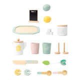 Maxbell Wooden Tea Set Developmental Toy Kitchen Tableware Set for Kindergarten Kids