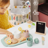 Maxbell Wooden Tea Set Developmental Toy Kitchen Tableware Set for Kindergarten Kids