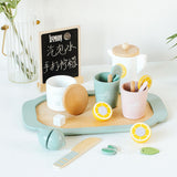 Maxbell Wooden Tea Set Developmental Toy Kitchen Tableware Set for Kindergarten Kids