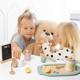 Maxbell Wooden Tea Set Developmental Toy Kitchen Tableware Set for Kindergarten Kids