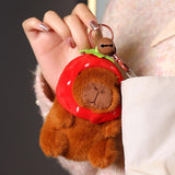 Maxbell Capybara Plush Keychain Toy Soft Ornament for Kids Boys Girls Creative Gifts Strawberry