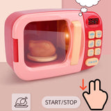 Maxbell Realistic Food Cooking Toys Learning for Kids 3+ Mini Microwave Oven Playset pink