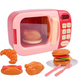 Maxbell Realistic Food Cooking Toys Learning for Kids 3+ Mini Microwave Oven Playset pink