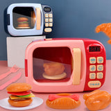 Maxbell Realistic Food Cooking Toys Learning for Kids 3+ Mini Microwave Oven Playset pink