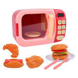 Maxbell Realistic Food Cooking Toys Learning for Kids 3+ Mini Microwave Oven Playset pink