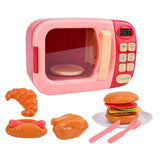 Maxbell Realistic Food Cooking Toys Learning for Kids 3+ Mini Microwave Oven Playset pink