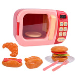 Maxbell Realistic Food Cooking Toys Learning for Kids 3+ Mini Microwave Oven Playset pink