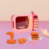 Maxbell Realistic Food Cooking Toys Learning for Kids 3+ Mini Microwave Oven Playset pink