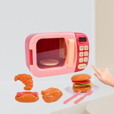 Maxbell Realistic Food Cooking Toys Learning for Kids 3+ Mini Microwave Oven Playset pink