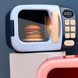 Maxbell Realistic Food Cooking Toys Learning for Kids 3+ Mini Microwave Oven Playset blue