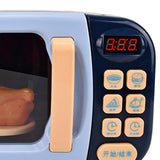 Maxbell Realistic Food Cooking Toys Learning for Kids 3+ Mini Microwave Oven Playset blue