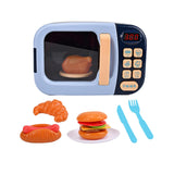 Maxbell Realistic Food Cooking Toys Learning for Kids 3+ Mini Microwave Oven Playset blue