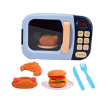 Maxbell Realistic Food Cooking Toys Learning for Kids 3+ Mini Microwave Oven Playset blue