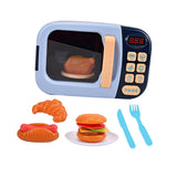 Maxbell Realistic Food Cooking Toys Learning for Kids 3+ Mini Microwave Oven Playset blue
