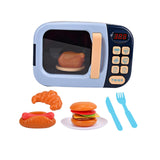 Maxbell Realistic Food Cooking Toys Learning for Kids 3+ Mini Microwave Oven Playset blue