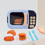 Maxbell Realistic Food Cooking Toys Learning for Kids 3+ Mini Microwave Oven Playset blue