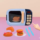 Maxbell Realistic Food Cooking Toys Learning for Kids 3+ Mini Microwave Oven Playset blue